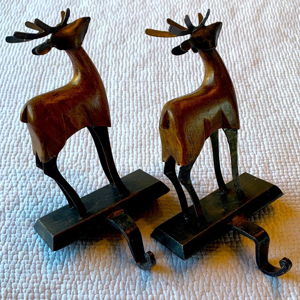 Elegant Brown Reindeer Holiday Decor Stocking Holders